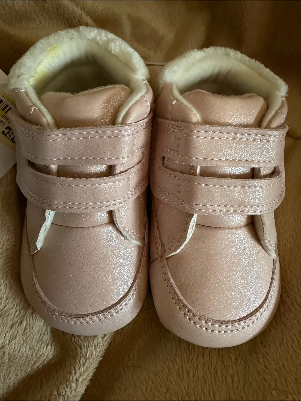 Kids Metallic Pink Faux-Fur Lined Sneakers